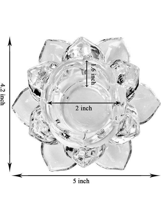 NVRA NVRA Premium Glass Lotus Flower Tea Light Candle Holder Set of 4 Pcs | Exquisite Crystal Diya for Diwali | Perfect and Creative Decoration in Dipawali Christmas Eid Wedding Party | Best Gift - Image 5