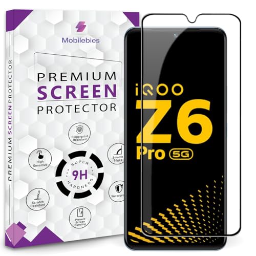 Mobilebies® Premium Tempered Glass Screen Protector Guard For iQOO Z6 Pro / Z6 44W (6.44 Inch, Pack of 1) | Ultra Clear Edge to Edge Coverage With Easy to installation kit - Image 1