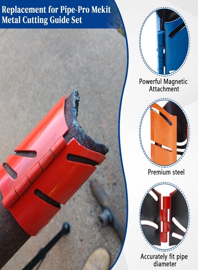 SuperDi Metal Cutting Guide Kit Steel Three Sizes Include: 1-7/8", 2-3/8", 2-7/8" Pipe Cutting Guide Set 3 Piece(Guides Cuts at 45°, 90°, 22.5° and Saddle Cut) - Image 4