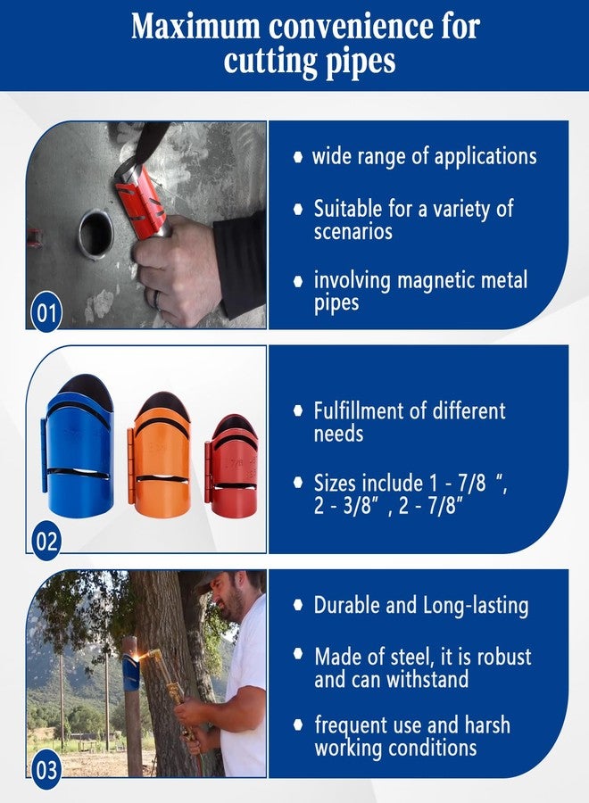 SuperDi Metal Cutting Guide Kit Steel Three Sizes Include: 1-7/8", 2-3/8", 2-7/8" Pipe Cutting Guide Set 3 Piece(Guides Cuts at 45°, 90°, 22.5° and Saddle Cut) - Image 5