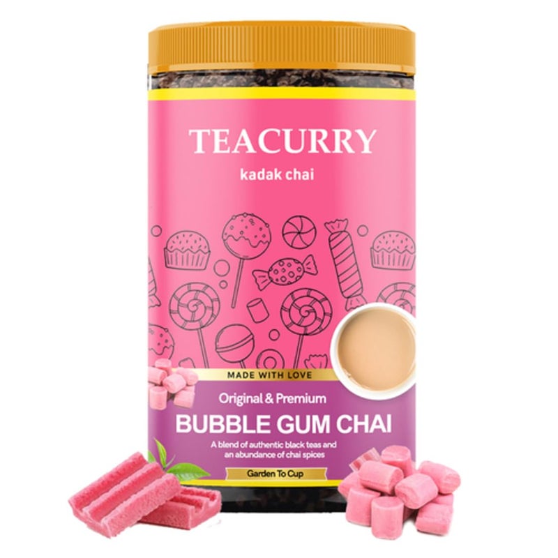 TEACURRY Bubble Gum Chai (100 Grams, 50 Cups) - Bubble Gum Chai for Energy and Immunity - 100% Natural Flavoured Tea | Refreshing & Tasteful Bubble Gum Flavor Chai Tea - Image 1