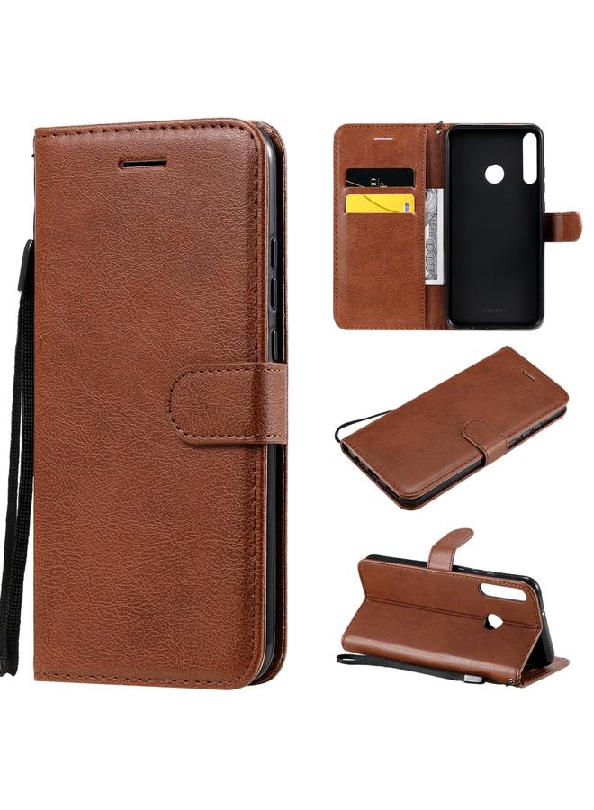 زبون جراب لهاتف Huawei P40 lite E / Y7p / Honor 9C، جراب جلدي واقي قابل للطي أفقيًا بلون سادة مع حامل وفتحات للبطاقات ومحفظة وحبل - Image 1