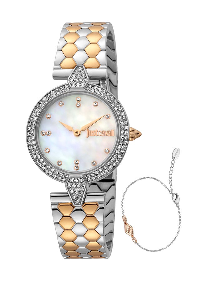 Just Cavalli جست كافالي ليدي نوبيل غلام JC1L159M0105 - ساعة كوارتز أنثوية من الفولاذ المقاوم للصدأ ذات عقربين - Image 1
