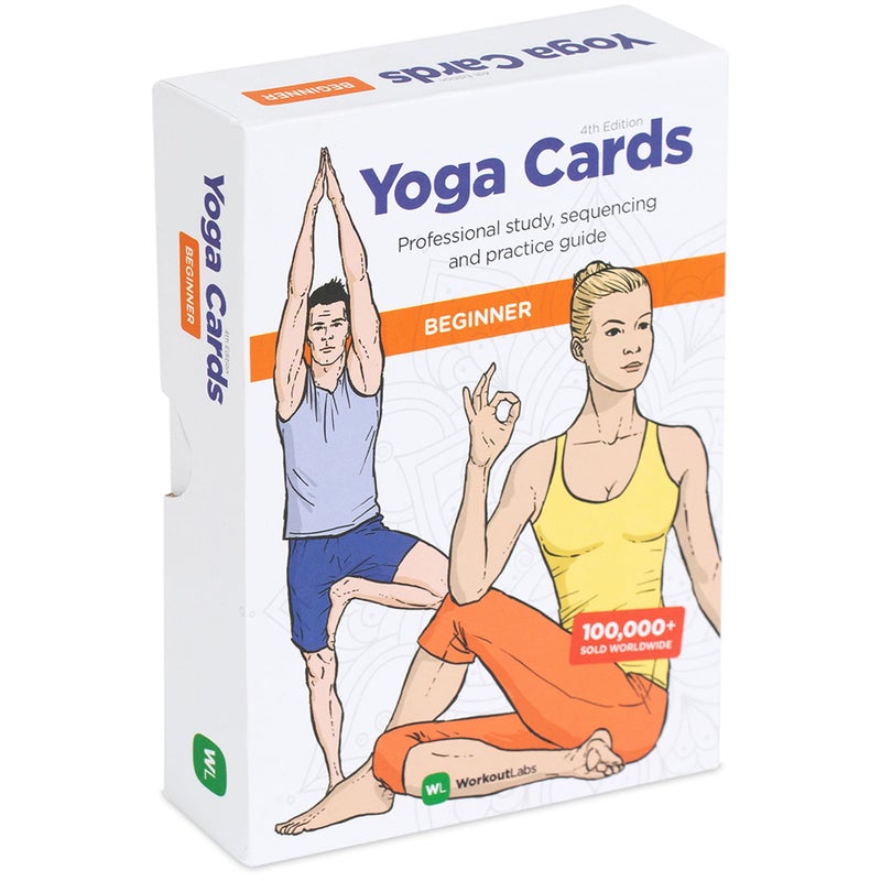 WorkoutLabs Yoga Cards â€“ Beginner: Visual Study, Class Sequencing & Practice Guide with Essential Poses, Breathing Exercises & Meditation Â· Plastic Flash Cards Deck with Sanskrit - Image 1