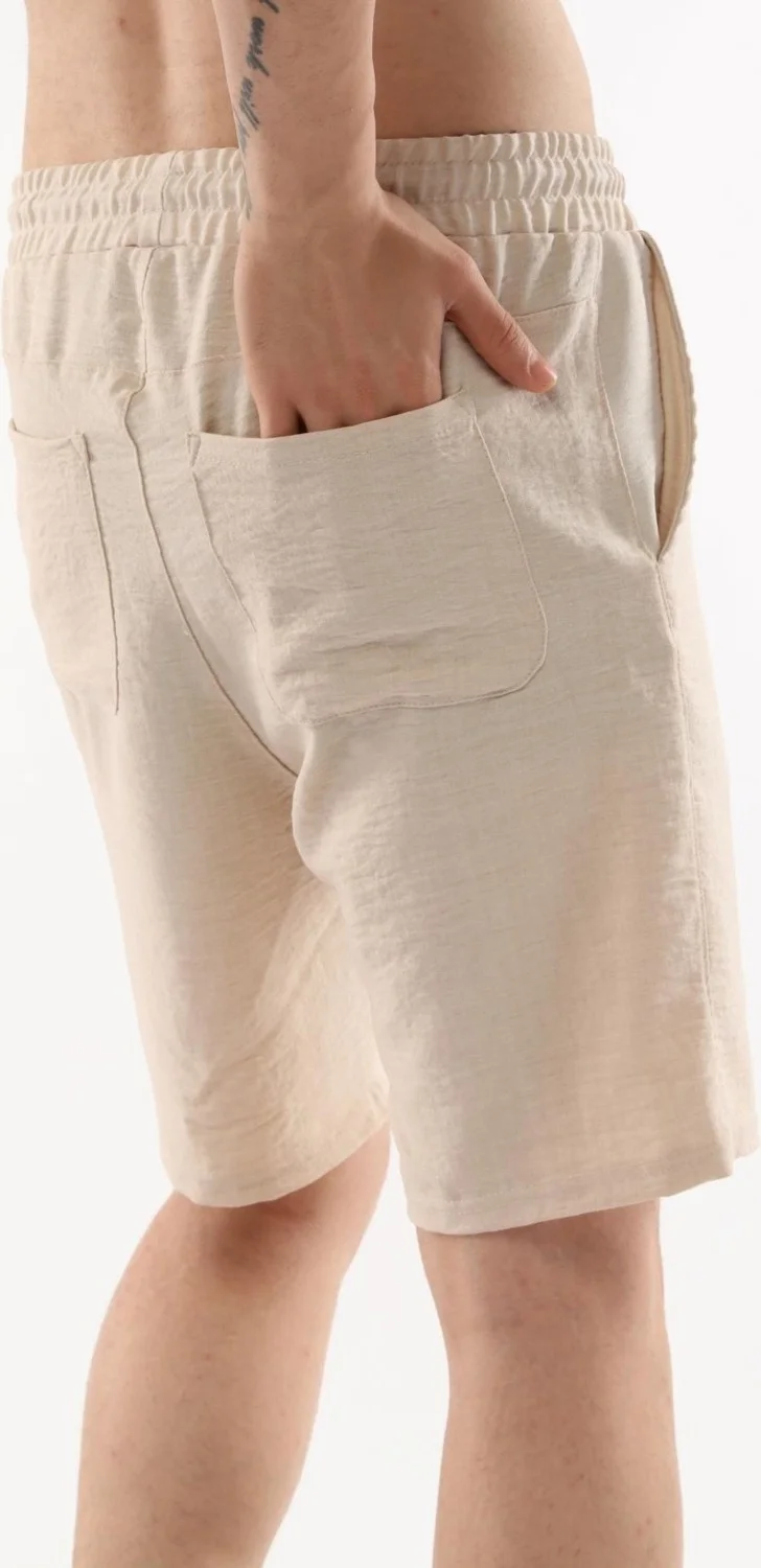 سيدي دينيم Synthetic Linen High Waist Elastic, Loose Cut Men's Shorts C348