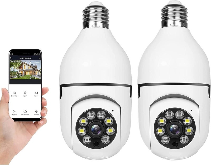 klarako 2PC Light Bulb Camera for Home Security 1080P Wireless WiFi Security Cameras 2.4Hz Pan Tilt E27 Light Bulb Camera WiFi Outdoor with 2-Way Audio/Motion Detection/Siren Alarm/Night Vision - Image 1