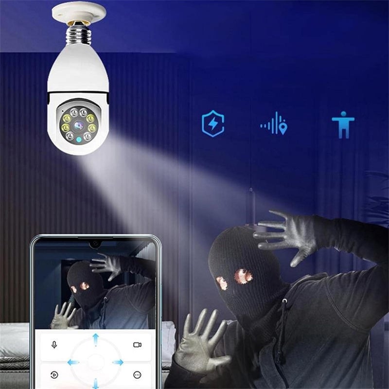 klarako 2PC Light Bulb Camera for Home Security 1080P Wireless WiFi Security Cameras 2.4Hz Pan Tilt E27 Light Bulb Camera WiFi Outdoor with 2-Way Audio/Motion Detection/Siren Alarm/Night Vision - Image 5