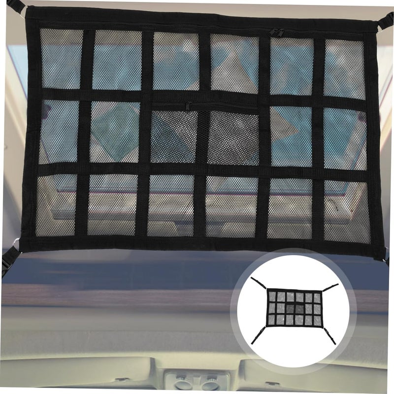 Car Ceiling Cargo Net Organizer Large Capacity Slot Mesh Storage Bag for Car Roof Easy Installation Vehicle Accessory for Organizing Snacks Magazines and Essentials - Image 2