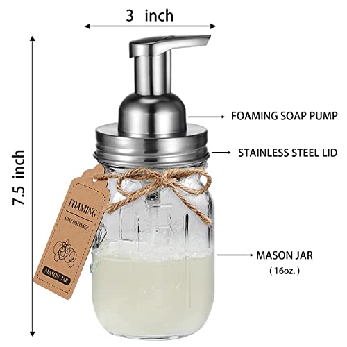 Amolliar Mason Jar Bathroom Accessories Set 4Pc - Foaming Soap Dispenser&2 Qtip Holders&Toothbrush Holder-Rustic Farmhouse Decor Bathroom Organizer Apothecary Jar Country Countertop (Brushed Nickel) - Image 3