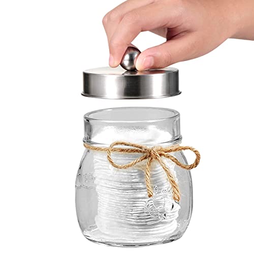 Amolliar Mason Jar Bathroom Accessories Set 4Pc - Foaming Soap Dispenser&2 Qtip Holders&Toothbrush Holder-Rustic Farmhouse Decor Bathroom Organizer Apothecary Jar Country Countertop (Brushed Nickel) - Image 4