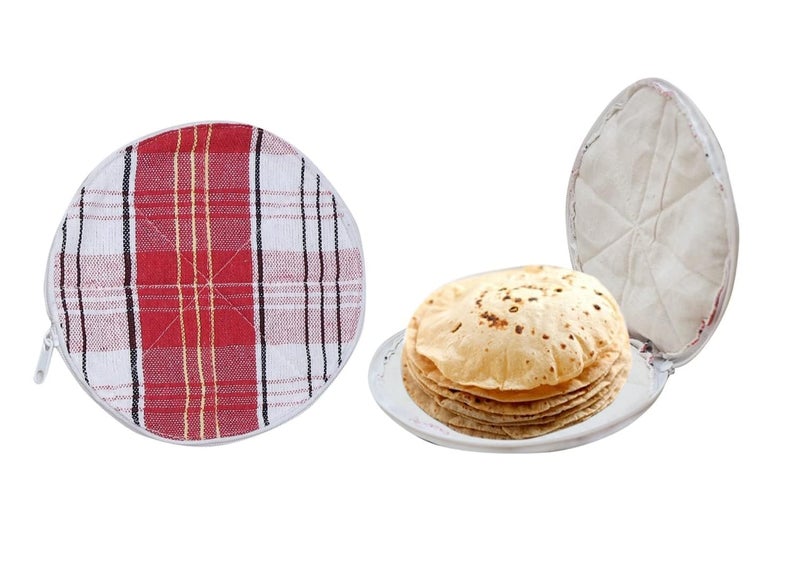 UnisexAdult Lr Enterprises Cotton Casual Style Round Roti Chapati Cover Set With Zip Multicolored 3 Piece Roti Rumals Hygienic Zipper For Closure  - Image 2