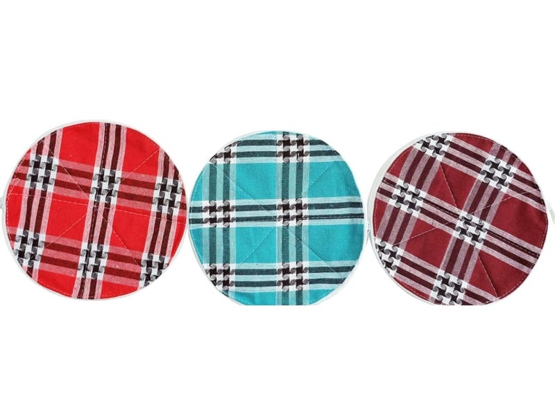 UnisexAdult Lr Enterprises Cotton Casual Style Round Roti Chapati Cover Set With Zip Multicolored 3 Piece Roti Rumals Hygienic Zipper For Closure  - Image 1