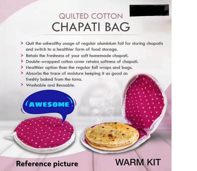 UnisexAdult Lr Enterprises Cotton Casual Style Round Roti Chapati Cover Set With Zip Multicolored 3 Piece Roti Rumals Hygienic Zipper For Closure  - Image 4