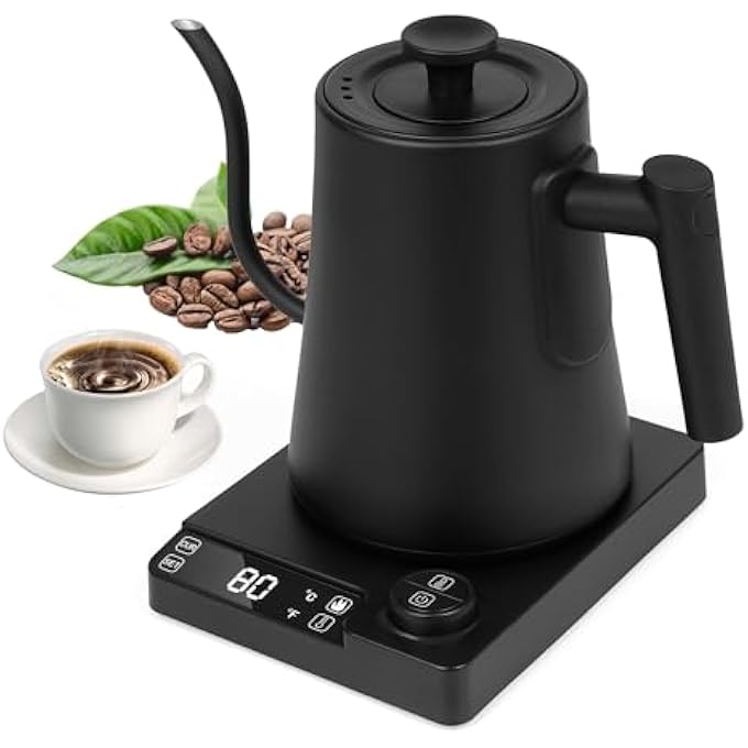 ريحني غلاية كهربائية من عنق الإوزة 1 لتر من الفولاذ المقاوم للصدأ مع تحكم بدرجة حرارة بفاصل حرارة 1200 واط تسخين سريع - Image 2