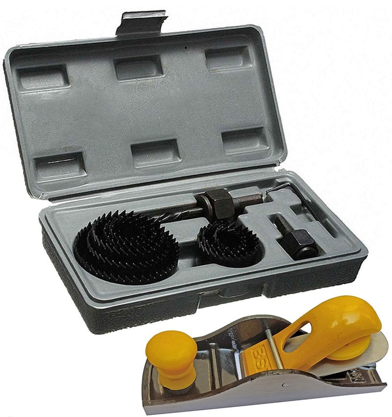 Inditrust New 7 inch Randa Block Carpenter Plane With 11 Pcs Hole Saw Drill Bits Multi-size Woodworking tool kit (Pack of 2) Cast Iron Steel Hand Plane (17.5 cm) - Image 4
