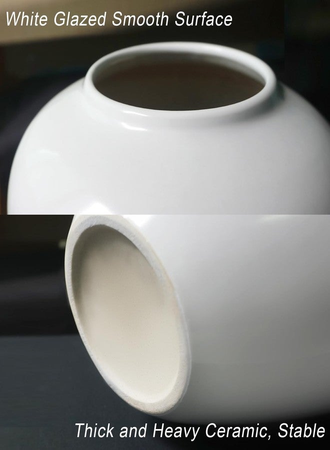 GeLive Round Ceramic Vase Moon Jar Vase Home Decor Vase (White) - Image 3