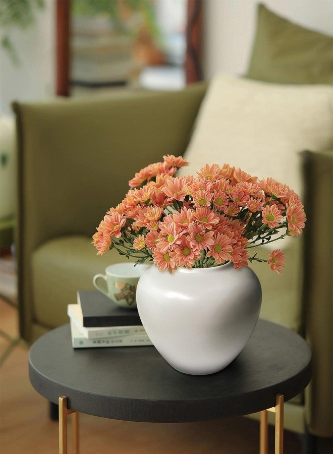 GeLive Round Ceramic Vase Moon Jar Vase Home Decor Vase (White) - Image 4