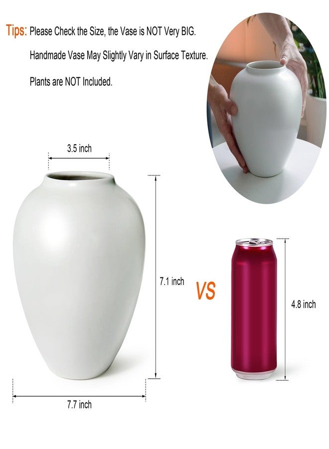 GeLive Round Ceramic Vase Moon Jar Vase Home Decor Vase (White) - Image 2