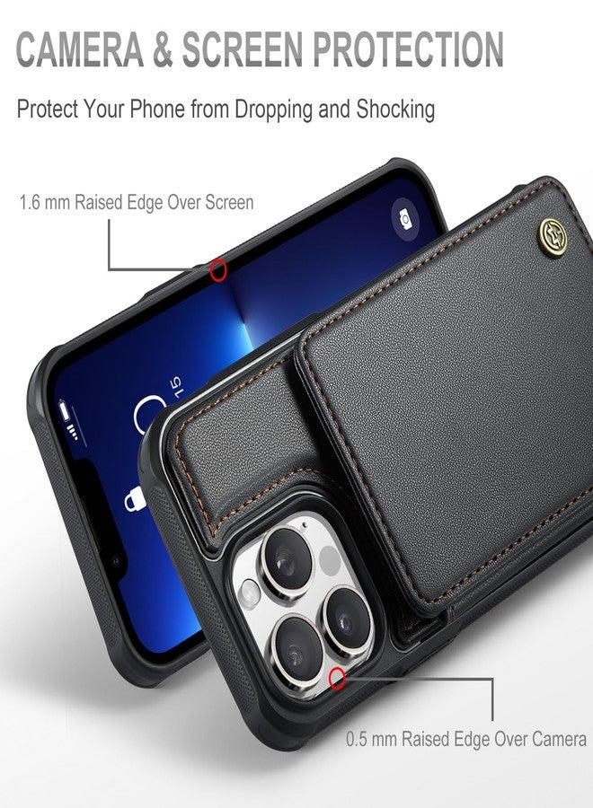 Vinich for iPhone 13 Pro Max Wallet Case with Card Holder, RFID Blocking Credit Slots Kickstand Shockproof Phone Cover for Women Men, Black - Image 3
