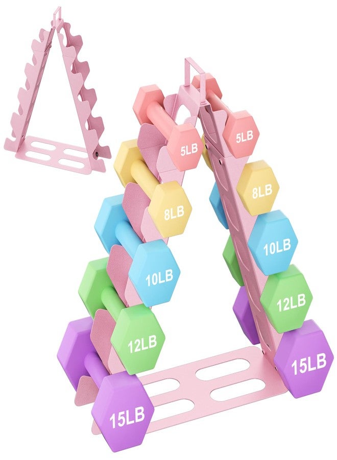 ZHSX Dumbbell Rack 5 tier(Dumbbells not included), A-Frame Metal Dumbbell Holder with Handle, Multilevel Weight Storage Organizer for Dumbbells, Tree Shape Compact Weight Rack/Holder(pink) - Image 1