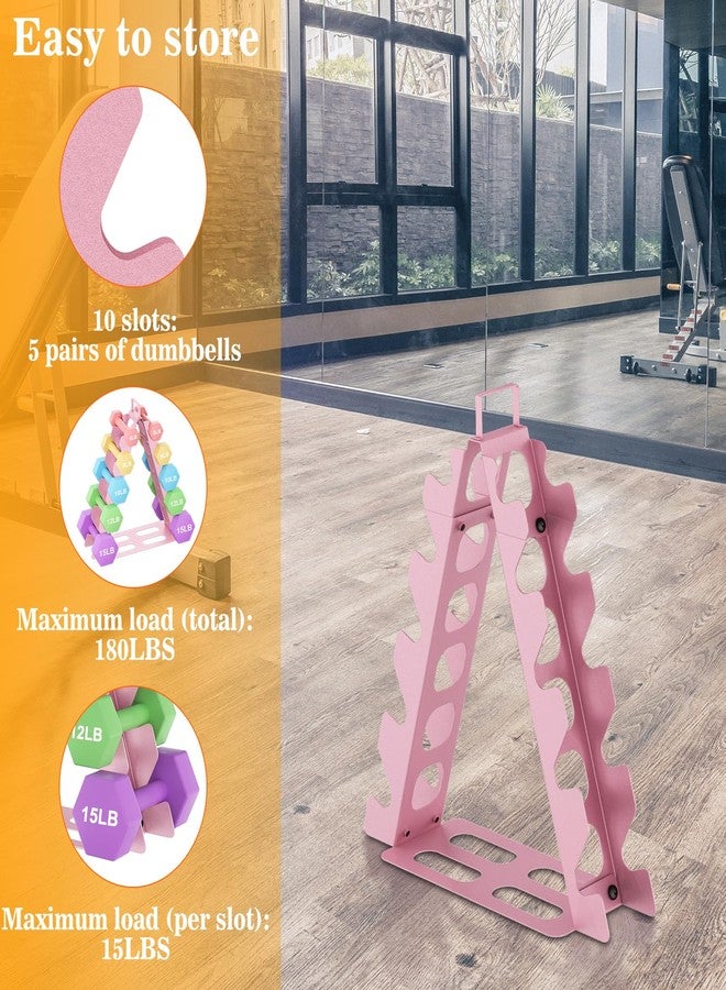 ZHSX Dumbbell Rack 5 tier(Dumbbells not included), A-Frame Metal Dumbbell Holder with Handle, Multilevel Weight Storage Organizer for Dumbbells, Tree Shape Compact Weight Rack/Holder(pink) - Image 5