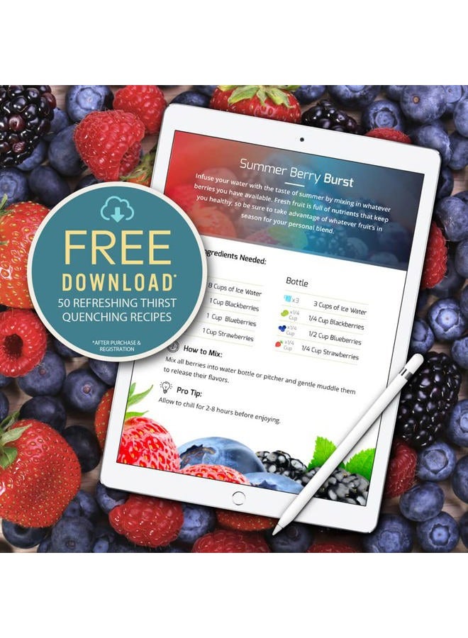 Infusion Pro زجاجة ماء بنكهة الفواكه، رياضية (24 أونصة) - غلاف عازل من النيوبرين، حزام حمل وغطاء قفل - للعمل والسفر والصالة الرياضية - أزرق مائل إلى الأخضر - Image 5