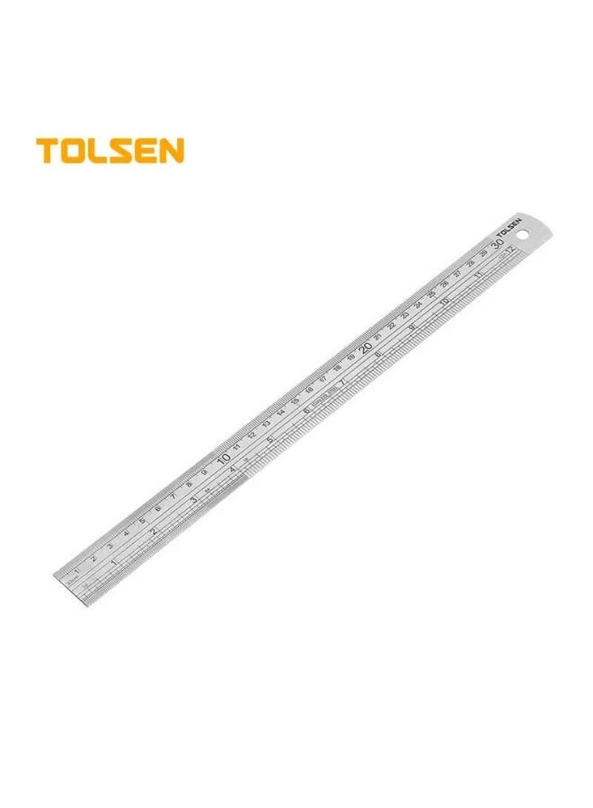 TOLSEN مسطرة تولسن 35026 من الفولاذ المقاوم للصدأ 300 مم (12 بوصة) – أداة قياس دقيقة مع علامات متري وإمبراطوري للاستخدام في الهندسة والرسم والأعمال اليدوية - Image 1