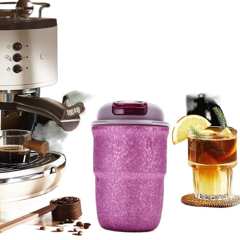 كوب قهوة للسفر باللون الأسود بمقبض سهل الحمل، 320 ml مع مقبض للاستخدام المنزلي خفيف الحمل - Image 2