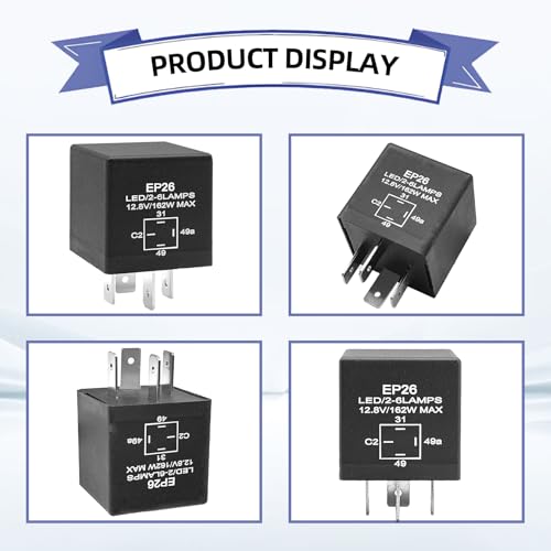 SYudwen 4 Pin EP26 LED Turn Signal Flasher Relay, Compatible with Chrysler Grand Voyager 1995, D0dge Neon 1995-1999, 1993-1995 Caravan, Jp TJ 1997-2000 etc, Hazard Warning Flasher Replace OE #56009339 - Image 2
