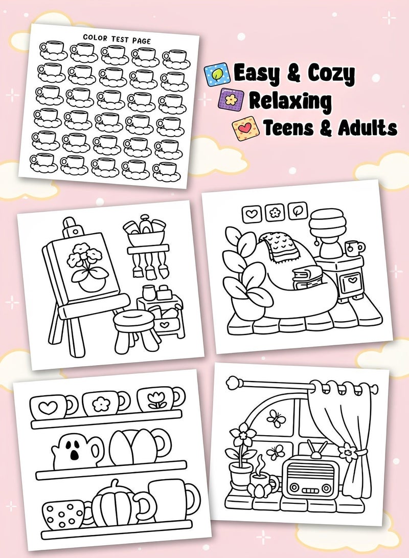 BELANO Cozy Girl Coloring Book for Adults and Teens, Relaxing Lifestyle and Fashion Art, Stress Relief Activity with Single Sided Thick Paper for Daily Use and Gift - Image 3