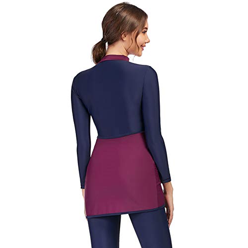 YONGSEN 2022 New Modest Color Women Swimsuit with Hijab Muslim Swimwear Islamic Modest Swimming Suit Burkinis (3X-Large) Purple - Image 5