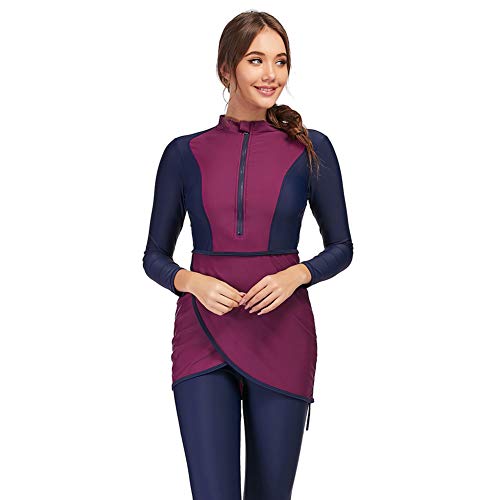 YONGSEN 2022 New Modest Color Women Swimsuit with Hijab Muslim Swimwear Islamic Modest Swimming Suit Burkinis (3X-Large) Purple - Image 3