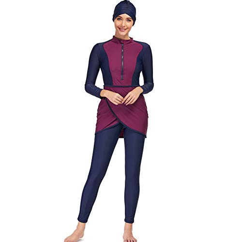 YONGSEN 2022 New Modest Color Women Swimsuit with Hijab Muslim Swimwear Islamic Modest Swimming Suit Burkinis (3X-Large) Purple - Image 1
