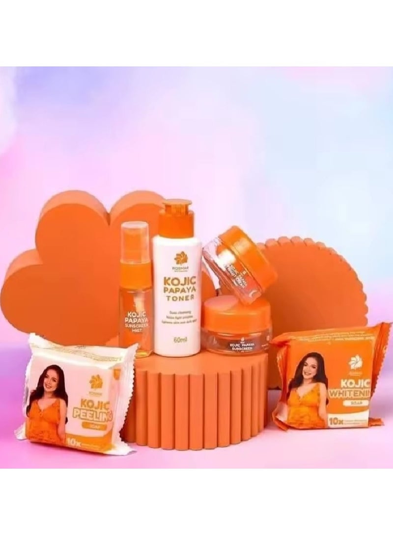 ROSMAR Kojic Papaya 6-In-1 Pekas & Melasma Remover Set Orange Pouch - Image 2