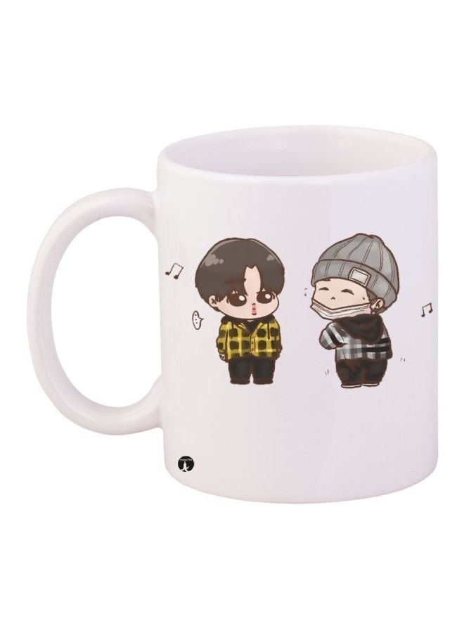 RYN Cartoon Printed Coffee Mug White/Black/Grey 11ounce