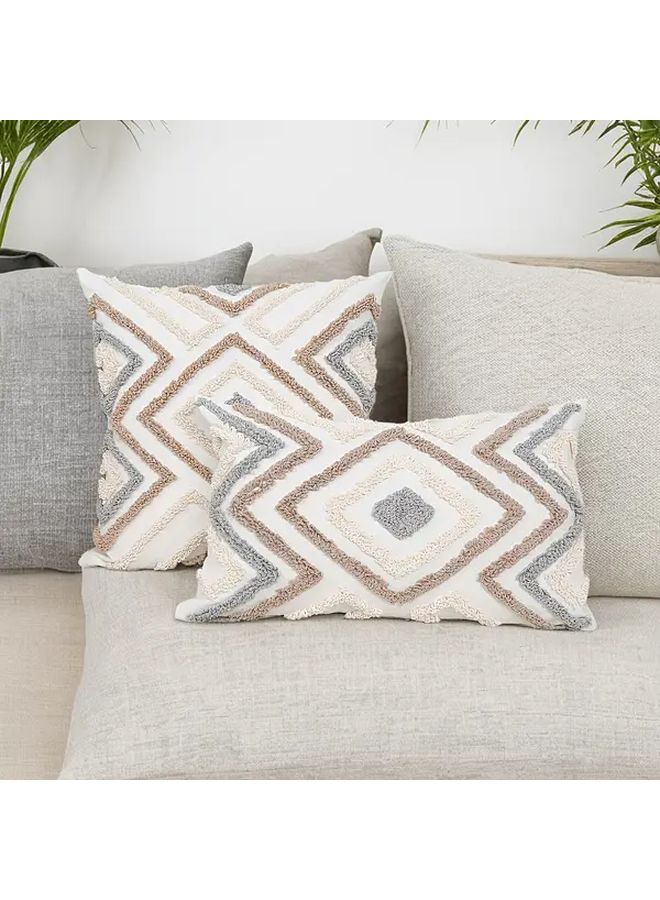Bohemian Embroidered Pillow Covers Wavy Blue 18x18 Inch Geometric Pattern Decorative - Image 4