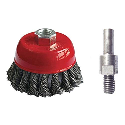 Excel Impex Twisted Cup Brush M-10 and Drill Attachment Adapter for Removing Rust, Paint and Polishing - Image 1
