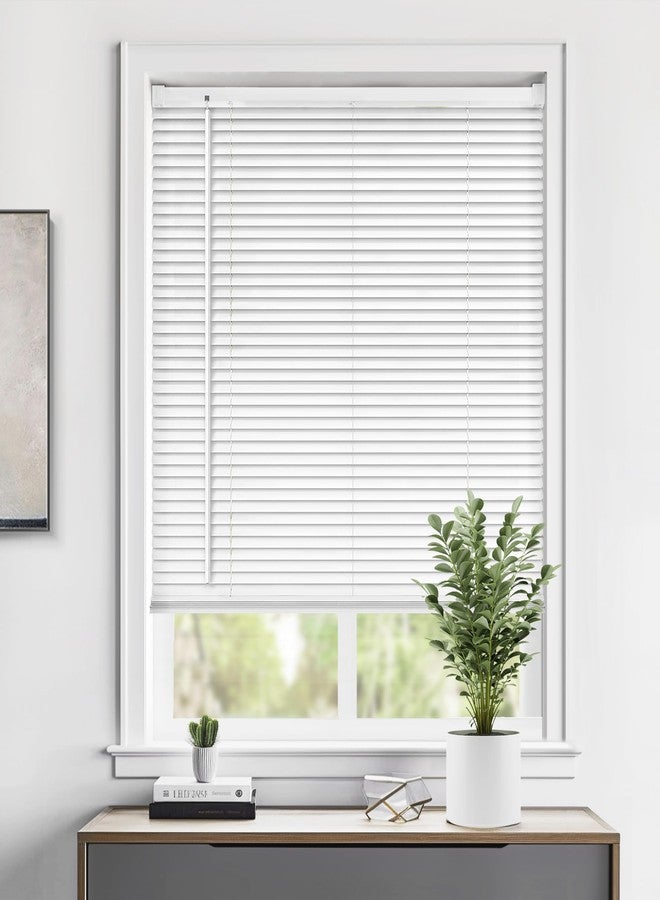 LazBlinds ستائر لاز بلايندز اللاسلكية المصنوعة من الفينيل مقاس 1 بوصة للنوافذ الداخلية - ستائر أفقية لتصفية الضوء، عرض 25 بوصة × ارتفاع 36 بوصة، أبيض - Image 1