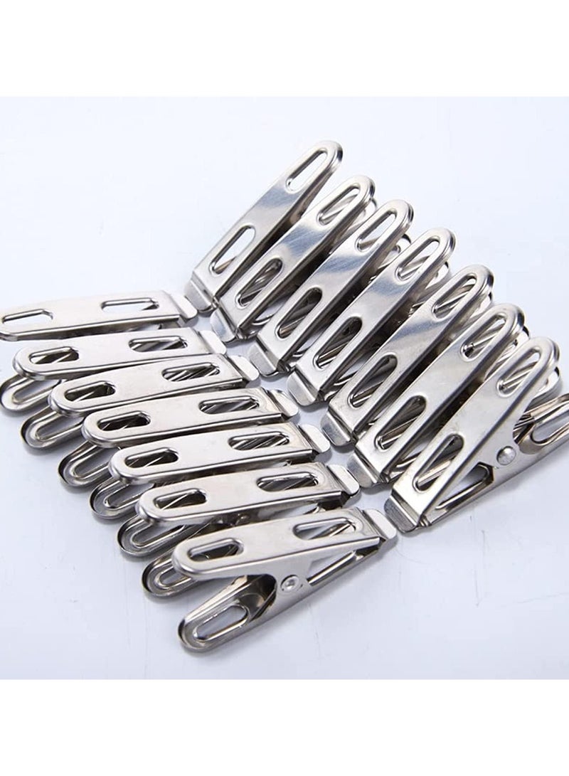 Steel Clothes Pegs - 20-Pack Heavy-Duty Laundry Hanging Pins for Secure Drying, Easy-to-Use Cloth Clips, Durable Hanger Clips for Drying Line - Image 1