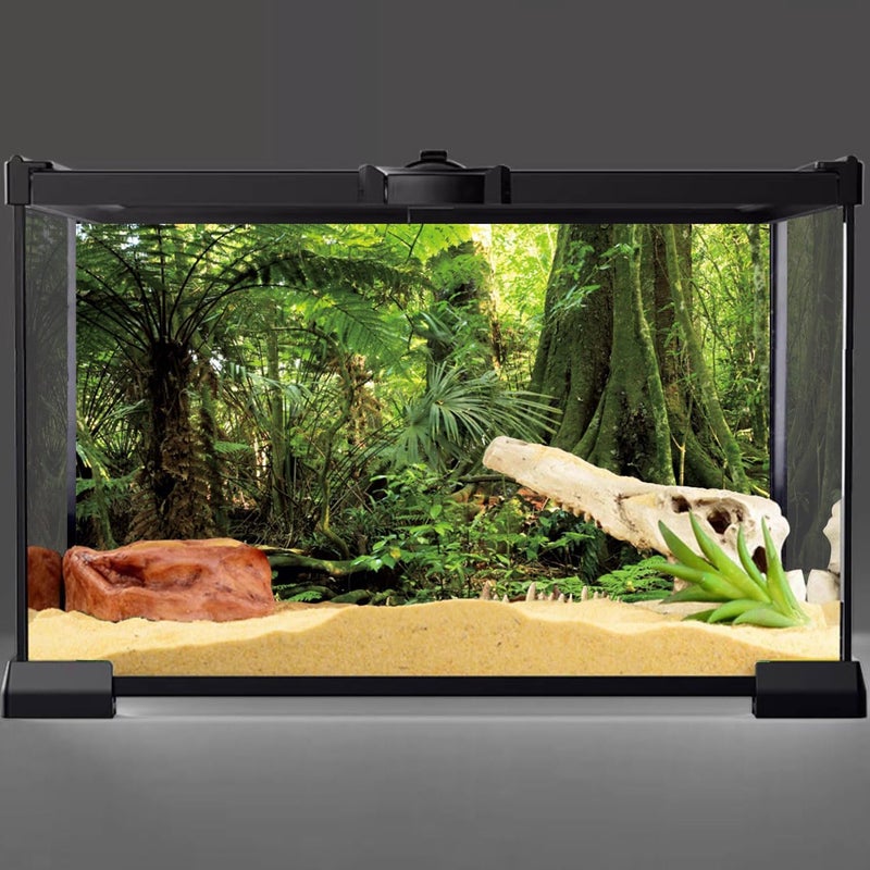 AWERT 60x24 inches Forest Terrarium Background Stone Green Huge Tree Reptile Habitat Background Tropical Rainforest Aquarium Background Durable Polyester Background - Image 2