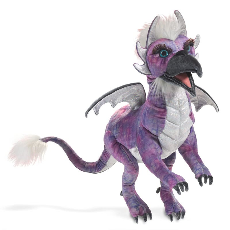 Folkmanis Beaked Dragon Hand Puppet Purple Black White - Image 3
