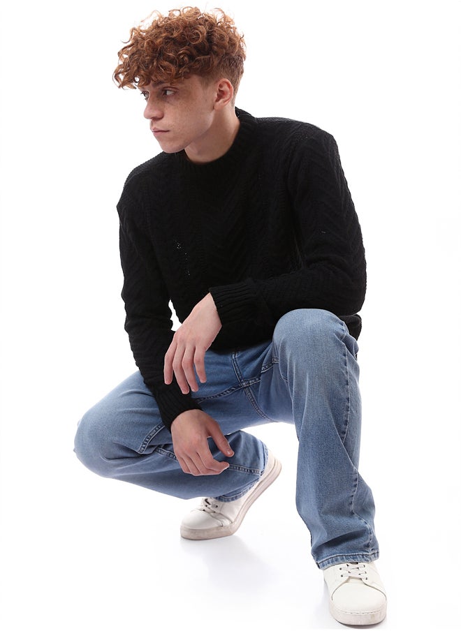 RAVIN Ribbed Mock Neck Slip On Black Pullover  - Image 5