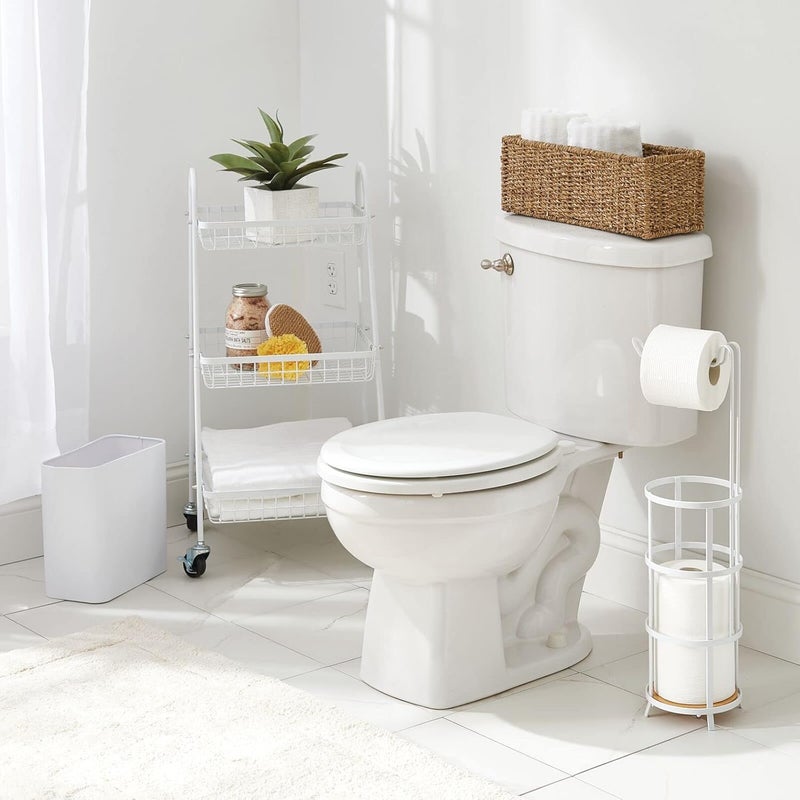 m-design Metal Wastepaper Bin — Compact Rectangular Bathroom Bin — Rubbish Basket for Home and Office — White - Image 2