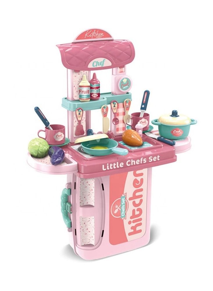 XIONG CHENG 3 in 1 Kitchen Utensils Toy Bag, Portable Pretend Cooking Toys, Sparkling Kitchen Bag  - Image 1