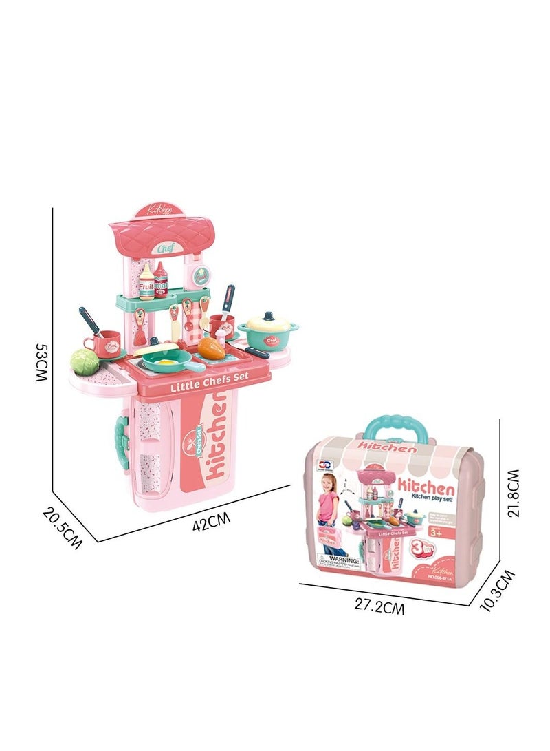 XIONG CHENG 3 in 1 Kitchen Utensils Toy Bag, Portable Pretend Cooking Toys, Sparkling Kitchen Bag  - Image 5