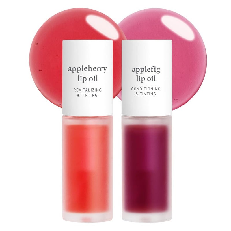 NOONI Korean Lip Oil Set - Appleberry & Applefig | Long-Lasting, Moisturizing, Plumping, Revitalizing for Dry Lips, Waterproof, No Peel Off, Stocking Stuffers, lip plumper 0.12 FL Oz x 2ea - Image 1