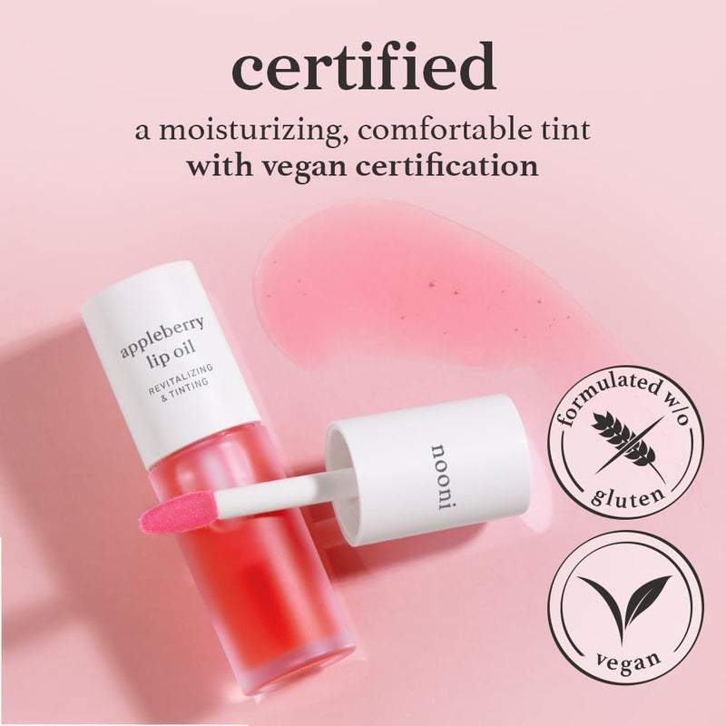 NOONI Korean Lip Oil Set - Appleberry & Applefig | Long-Lasting, Moisturizing, Plumping, Revitalizing for Dry Lips, Waterproof, No Peel Off, Stocking Stuffers, lip plumper 0.12 FL Oz x 2ea - Image 4