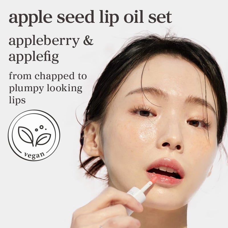 NOONI Korean Lip Oil Set - Appleberry & Applefig | Long-Lasting, Moisturizing, Plumping, Revitalizing for Dry Lips, Waterproof, No Peel Off, Stocking Stuffers, lip plumper 0.12 FL Oz x 2ea - Image 2