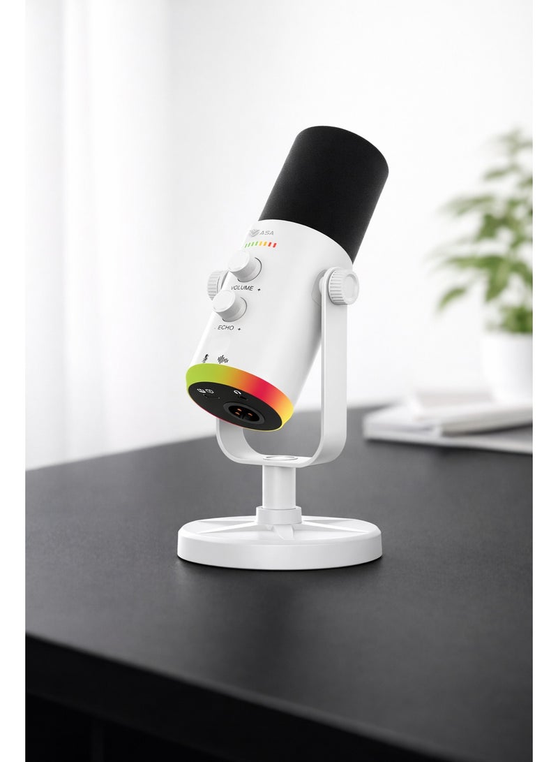 ASA Broadcast X Wired RGB Gaming Microphone – USB Condenser Mic with Noise Cancelling, One-Touch Mute, Echo & Volume Controls, Zero-Latency Monitoring for Streaming, Podcasting & Gaming - Image 2