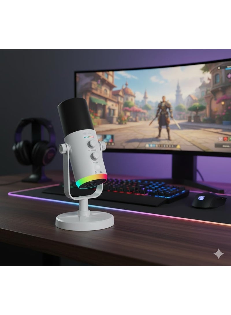 ASA Broadcast X Wired RGB Gaming Microphone – USB Condenser Mic with Noise Cancelling, One-Touch Mute, Echo & Volume Controls, Zero-Latency Monitoring for Streaming, Podcasting & Gaming - Image 1